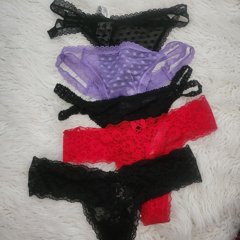 PINK Victoria's Secret Lace Panties - Black, Red, Purple